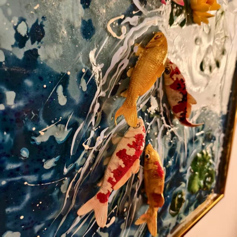 Lotus & Koi artwork detail