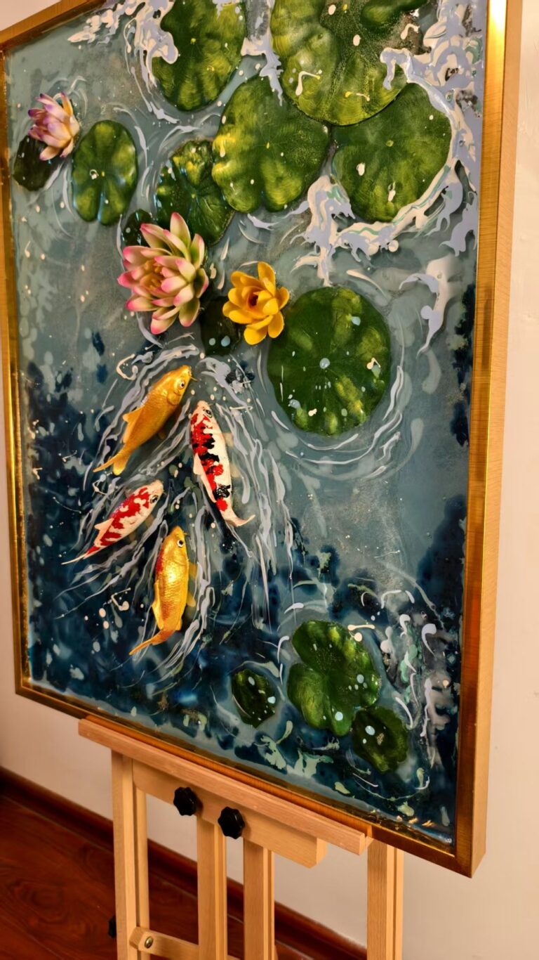 Lotus & Koi artwork detail